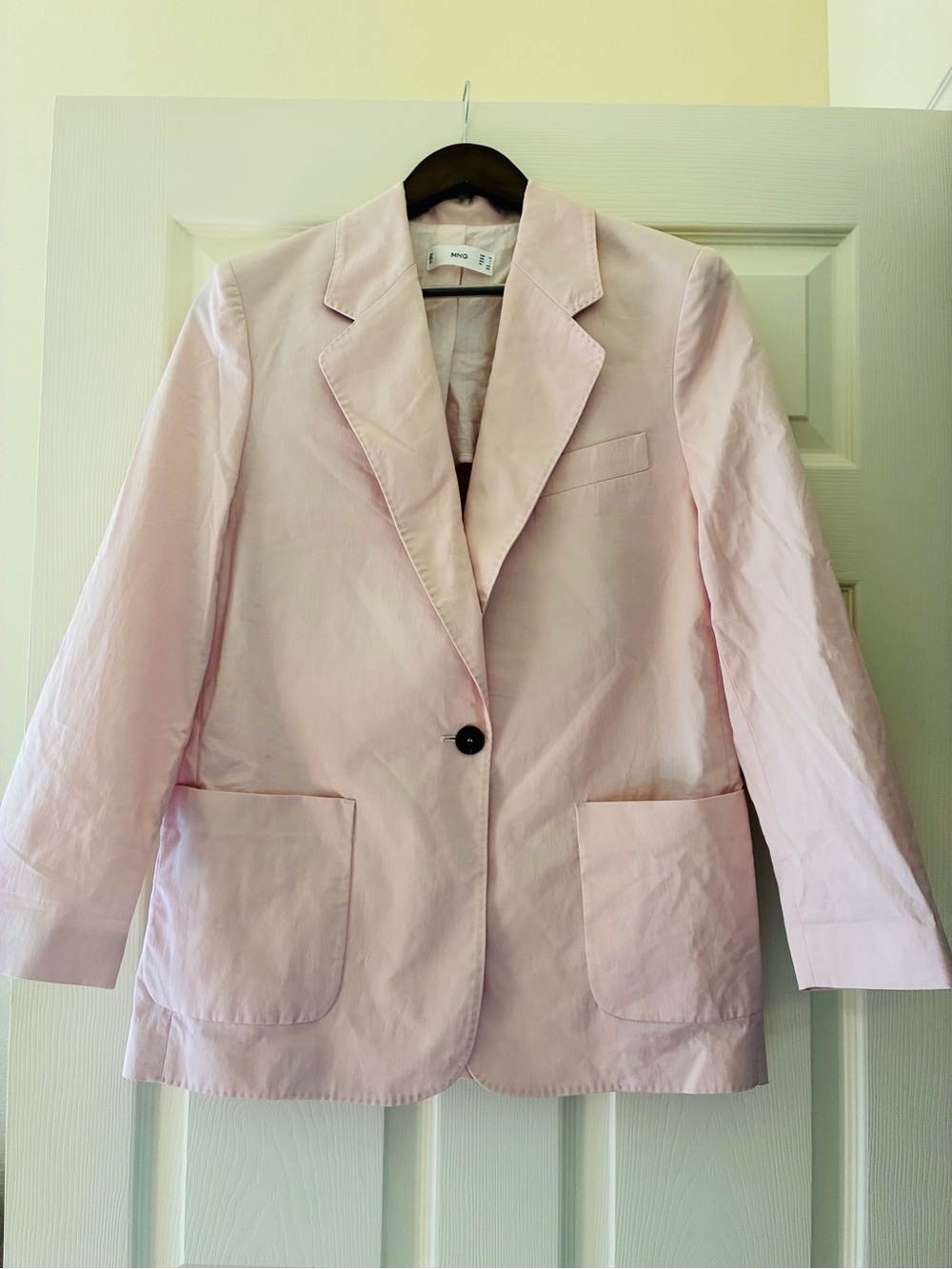 Mango Women's Light Pink Single-Button Oversized Blazer